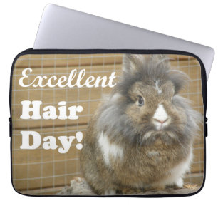 Funny "Excellent Hair Day" voor konijn Laptop Sleeve