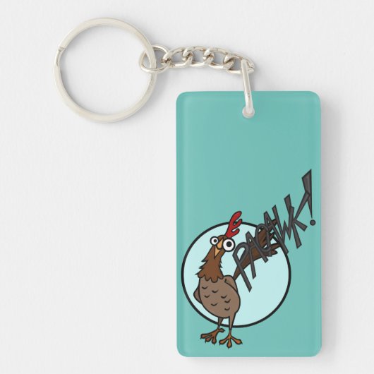 FUNNY EXCIED CHICKEN RECTANGLE SLEUTELHANGER (Voorkant)