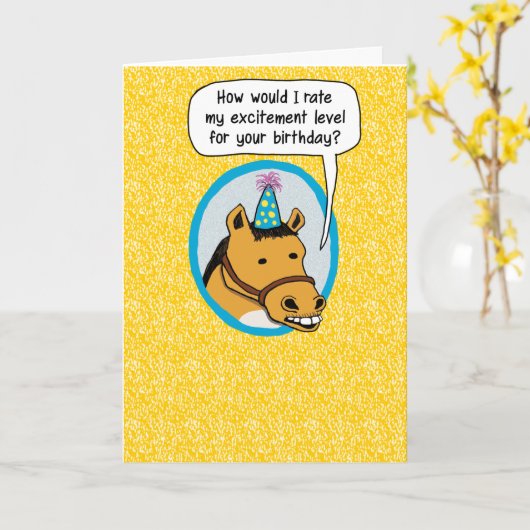 Funny Excise Horse Birthday Kaart (Gele Bloem)