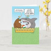 Funny Excited Shark Birthday Kaart (Gele Bloem)