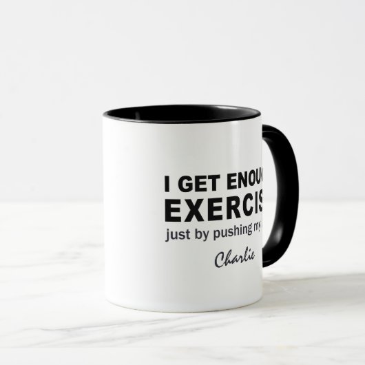 Funny Exercise aangepaste naam mokken (Voorkant rechts)