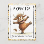 Funny Exercise Highland Cow Postcard Briefkaart (Voorkant)
