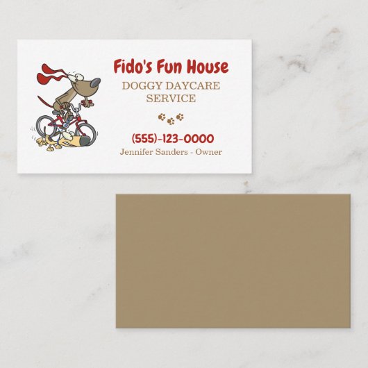 Funny Exercising Pet Sitting Doggy Daycare Service Visitekaartje (Voorkant / Achterkant)