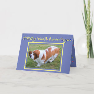 Funny Exercy Birthday Card w/Cute Basset Hound Kaart
