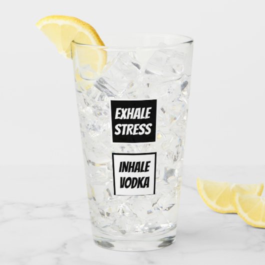 Funny Exhale Stress Inhale Vodka Glas (Voorkant ijs)