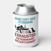 Funny Exhausted Veterinary Receptionist Blikjeskoeler (Blikje Voorkant)