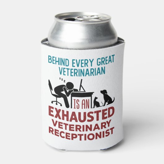 Funny Exhausted Veterinary Receptionist Blikjeskoeler (Blikje Voorkant)