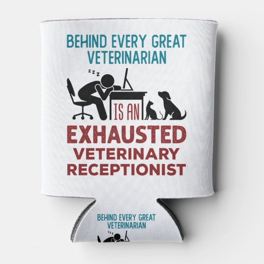 Funny Exhausted Veterinary Receptionist Blikjeskoeler (Voorkant)