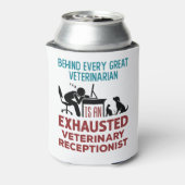 Funny Exhausted Veterinary Receptionist Blikjeskoeler (Blikje Achterkant)