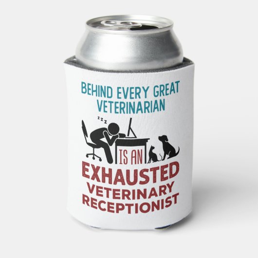 Funny Exhausted Veterinary Receptionist Blikjeskoeler (Blikje Achterkant)