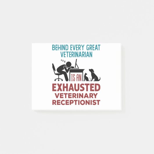 Funny Exhausted Veterinary Receptionist Post-it® Notes (Voorkant)