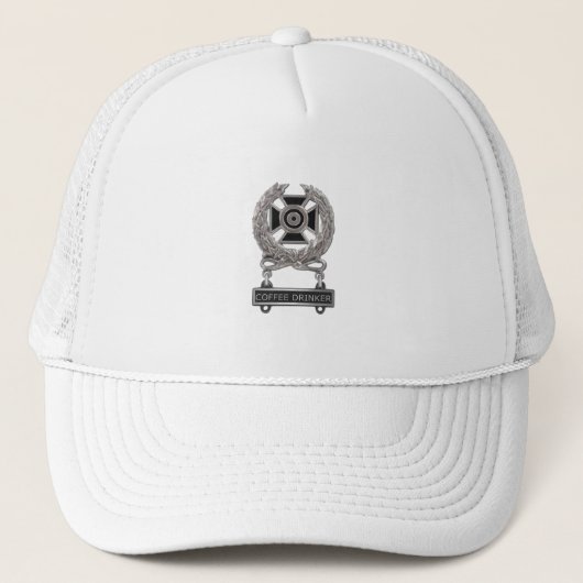 Funny Expert Coffee Drinker Medal Trucker Hat Pet (Voorkant)