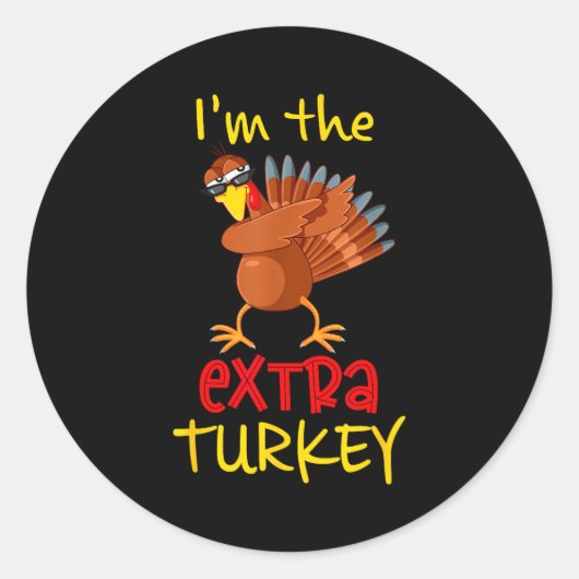 Funny Extra Turkey Matching Family Group Thanksgiv Ronde Sticker (Voorkant)