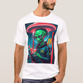 Funny Extraterrestrial Fast Food Design T-shirt