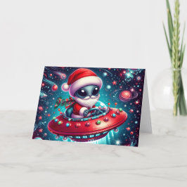 Funny Extratressial Santa Christmas Feestdagen Kaart