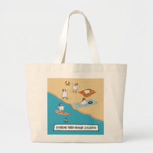 Funny Extreme Free Range Kickens Grote Tote Bag