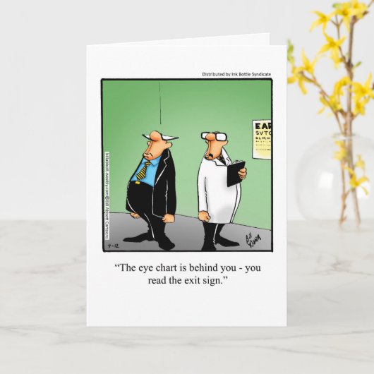 Funny Eye Chart Humor Wenskaart Kaart (Gele Bloem)