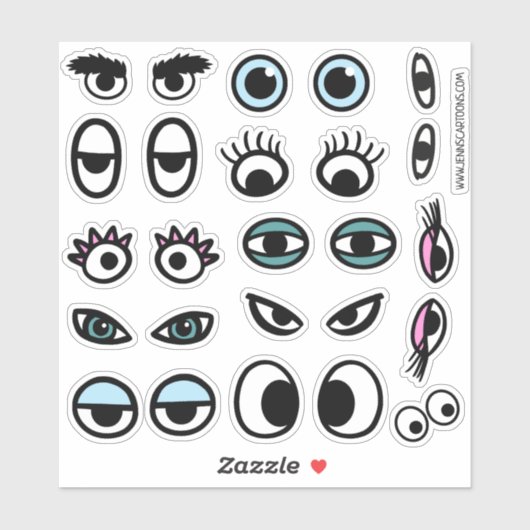 Funny Eyeball Cartoon Eyes Sticker Set (Vel)