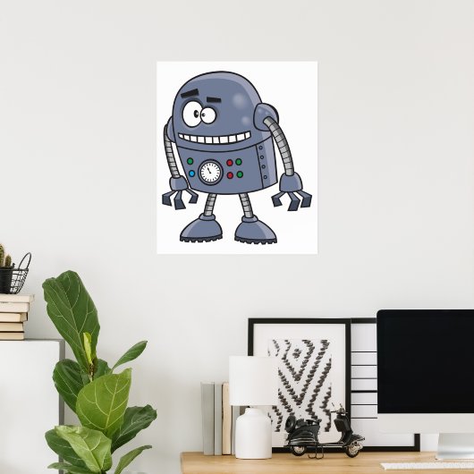 Funny Eyed Robot Poster (Thuiskantoor)