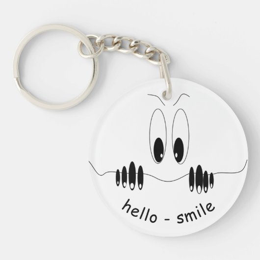 Funny Eyes Sleutelhanger Smile - Aangepaste tekst (Voorkant)