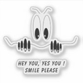 Funny Eyes Sticker Smile - Aangepaste tekst (Voorkant)