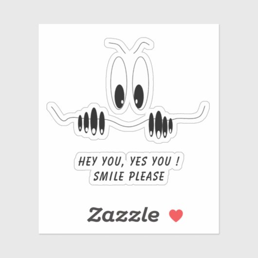 Funny Eyes Sticker Smile - Aangepaste tekst (Vel)