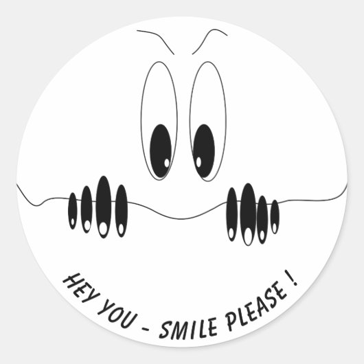 Funny Eyes Sticker Smile - Aangepaste tekst en kle (Voorkant)