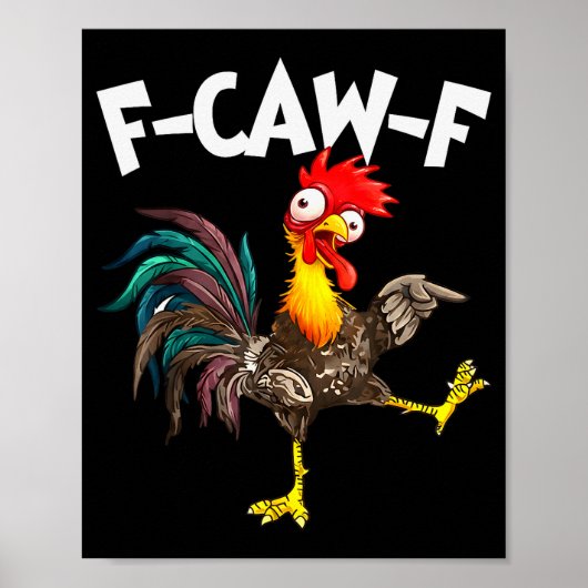Funny F-awk-f Chicken F-caw-f Rooster Pun Retro  Poster (Voorkant)