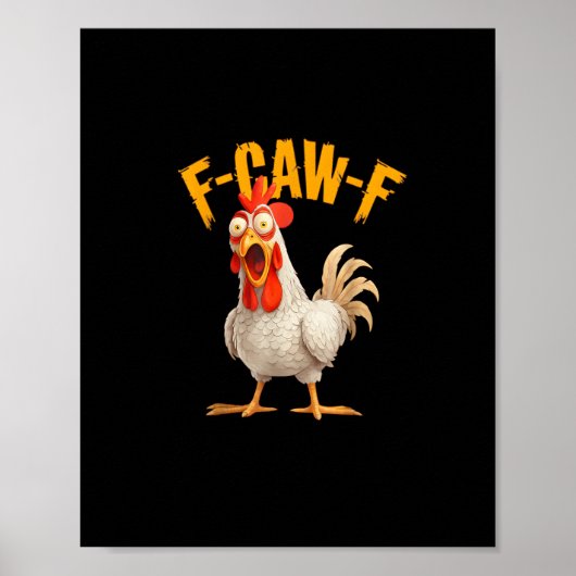 Funny F-Awk-F Chicken F-Caw-F Rooster Pun Retro Vi Poster (Voorkant)
