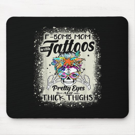 Funny F-bom mama met Tattoos  ogen en Thic Muismat (Voorkant)