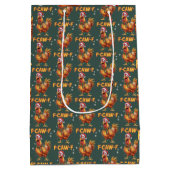 Funny F Caw F Chicken Christmas Screaming Rooster  Medium Cadeauzakje (Achterkant)