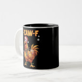 Funny F Caw F Chicken Christmas Screaming Rooster Tweekleurige Koffiemok (Voorkant links)