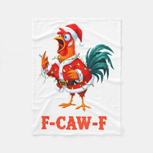 Funny F-caw-f Chicken Humor Santa Rooster Christma Fleece Deken (Voorkant)