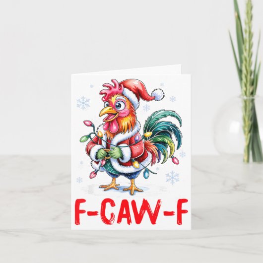 Funny F-caw-f Chicken Humor Santa Rooster Christma Kaart (Voorkant)