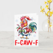Funny F-caw-f Chicken Humor Santa Rooster Christma Kaart (Gele Bloem)