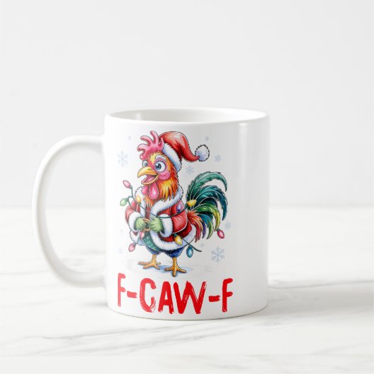 Funny F-caw-f Chicken Humor Santa Rooster Christma Koffiemok (Links)