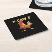 Funny F-Caw-F Chicken Retro Style Kartonnen Onderzetters (Schuin)