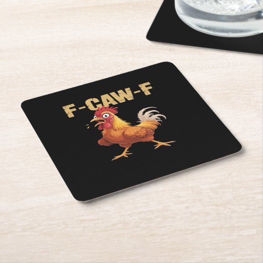 Funny F-Caw-F Chicken Retro Style Kartonnen Onderzetters (Schuin)