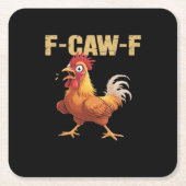 Funny F-Caw-F Chicken Retro Style Kartonnen Onderzetters (Voorkant)