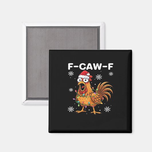 Funny F-Caw-F Christmas Chicken Classic Magneet (Voorkant / Achterkant)
