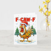 Funny F-caw-f Christmas Chicken Xmas Lights Santa Kaart (Gele Bloem)