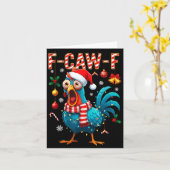 Funny F-caw-f Christmas Chicken Xmas Lights Santa Kaart (Gele Bloem)