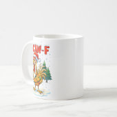 Funny F-caw-f Christmas Chicken Xmas Lights Santa Koffiemok (Voorkant links)