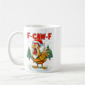 Funny F-caw-f Christmas Chicken Xmas Lights Santa Koffiemok (Links)
