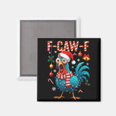 Funny F-caw-f Christmas Chicken Xmas Lights Santa  Magneet (Voorkant / Achterkant)