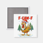 Funny F-caw-f Christmas Chicken Xmas Lights Santa  Magneet (Voorkant / Achterkant)