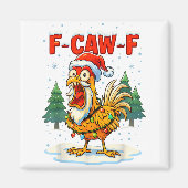 Funny F-caw-f Christmas Chicken Xmas Lights Santa  Magneet (Voorkant)