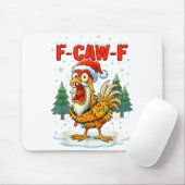 Funny F-caw-f Christmas Chicken Xmas Lights Santa Muismat (Met muis)