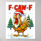 Funny F-caw-f Christmas Chicken Xmas Lights Santa  Poster (Voorkant)