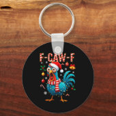 Funny F-caw-f Christmas Chicken Xmas Lights Santa  Sleutelhanger (Voorkant)